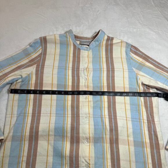 Vintage Blair 100% Cotton Flannel Plaid Button Up Shirt Size Large Coastal Boho - Picture 7 of 8